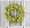 24 Inch Artificial Daisy Flower Summer Floral Wreath with Eucalyptus Green Leaves Wreath Farmhouse Wreath for Front Door Wall Home Party Decorations